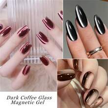 咖啡棕色月光猫眼凝胶指甲油，玻璃磁性猫眼凝胶指甲油，适合秋冬季节，可卸UV LED凝胶指甲油，美甲DIY，适合家庭和美甲沙龙使用