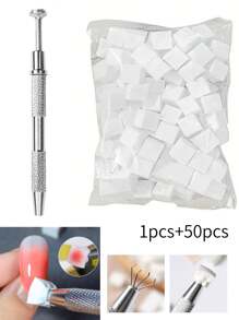 50 Mini Sponge Cubes With 1 Tweezer Gripper, Nail Coloring Sponge Gradient Blending Nail DIY With Claw Picking Tool - White - View 2