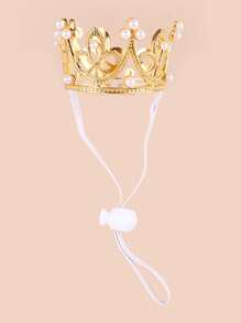 1pc Pet Birthday Crown Hat, Cat Birthday Crown Hat, Dog Birthday Crown Hat, Cat & Dog Pearl Crown Hat