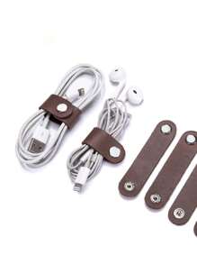 1 Peça Abraçadeira de Cabo de Dados, Envoltório de Couro para Fone de Ouvido, Armazenamento de Cabo de Energia, Fivela de Couro Tipo Pressão