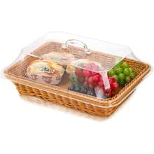 1 giỏ đựng bánh mì và trái cây, giỏ đựng đồ gia dụng bằng mây đan giả có nắp và nắp đậy thực phẩm bằng acrylic, thích hợp cho phòng khách, bàn ăn, giỏ đựng đồ ăn nhẹ chống côn trùng - Quà tặng Giáng sinh nhiều màu sắc nhạt và nâu đậm - Nhiều màu - Xem 9