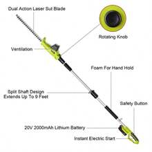 Cordless Telescopic Hedge Trimmer Multifunction 20V 2.5Ah Battery Charger Blade Length 46cm Extendable Reach - 2_2.0AH_Batteries - View 2
