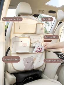 1件装可爱卡通汽车座椅靠背保护套防脏座椅靠背儿童防踢防滑防踩垫储物袋椅背储物袋多功能可装零食水杯玩具纸巾等汽车收纳袋内饰配件 - 花色 - 查看 4