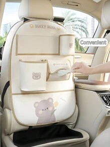 1件装可爱卡通汽车座椅靠背保护套防脏座椅靠背儿童防踢防滑防踩垫储物袋椅背储物袋多功能可装零食水杯玩具纸巾等汽车收纳袋内饰配件 - 花色 - 查看 5