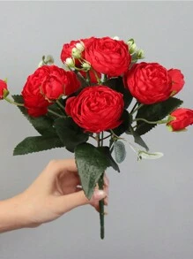 1 束/3 束人造牡丹和混合花，婚礼装饰新娘花束，教室装饰，家庭客厅卧室花瓶花卉，户外派对生日装饰，情人节，礼物 - 紅色 - 查看 5