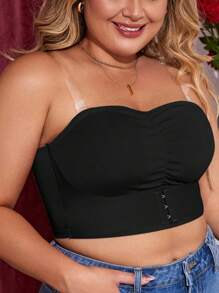 Sujetador sin tirantes y talla grande para mujer con diseño de hebilla frontal, ropa interior suave y cómoda sin aro de acero