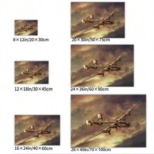 Military Propeller Fighter B 24 Liberator Vintage Bomber Canvas Art Poster Aviation Aircraft Picture Office Large Aircraft Wall Decor Boy Bedroom Airplane Decor Gift Wall Art Painting  Wooden Frame - 12*18inch(30*45CM) - View 5