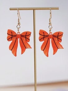 1 Coppia di Orecchini Eleganti a Fiocco in Acrilico a Tema Sportivo - Motivi di Pallacanestro, Rugby e Baseball per le Cheerleader del Giorno della Partita, San Valentino, Mamma, Festa della Mamma, Regalo