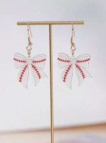 1 Coppia di Orecchini Eleganti a Fiocco in Acrilico a Tema Sportivo - Motivi di Pallacanestro, Rugby e Baseball per le Cheerleader del Giorno della Partita, San Valentino, Mamma, Festa della Mamma, Regalo