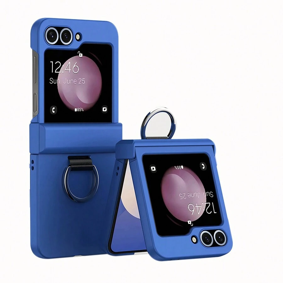 1pc Candy Color Ring Holder Phone Case Compatible With Samsung Galaxy Z Flip7, 7FE, 6, 5, 4, 3, 5G