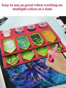 Four-Slot Diamond Painting Tray Storage Rack And Tray Set, One Red EVA Foam Multi-Compartment Tray And 4 Small Trays, Multifunctional Art And Craft Storage Tool, For Storing Diamond Painting Tools And Accessories, DIY Diamond Painting 5D Diamond Embroidery Cross Stitch Mosaic Craft Tool Accessories