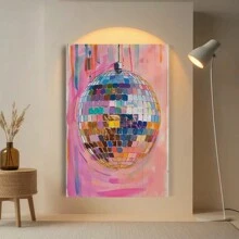 GrImbricate Disco Ball Painting Poster Disco Ball Posters Aesthetic Pink Girly Dorm Room Decor Wall Art For Home Decor Disco Ball Posters - 彩色 - 查看 3