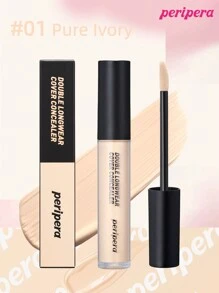 Peripera K-Beauty 双重持久遮瑕膏，尖端遮瑕膏，适用于敏感肌肤，液体遮瑕膏，轻盈，全面覆盖，持久，遮瑕，修饰，遮盖，保湿，提亮，浅沙色，韩式彩妆 - #01 Pure Ivory - 查看 1