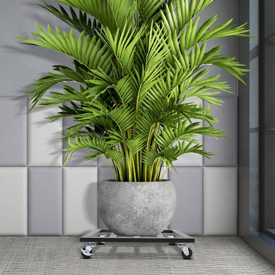 kangten 16" X 16" Rolling Plant Stand  Max 150 Lbs, Movable Plant Tray, Lockable Flowerpot Tray Rack W/ 4* Universal Wheels - 40*40*8cm/16*16*3.15inch - View 1