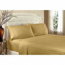 Hotel Collection 1800 Super Soft & Wrinkle Free Luxurious Stripe 6-Piece Sheet Set With Extra Pillowcases - 金色 - 查看 1