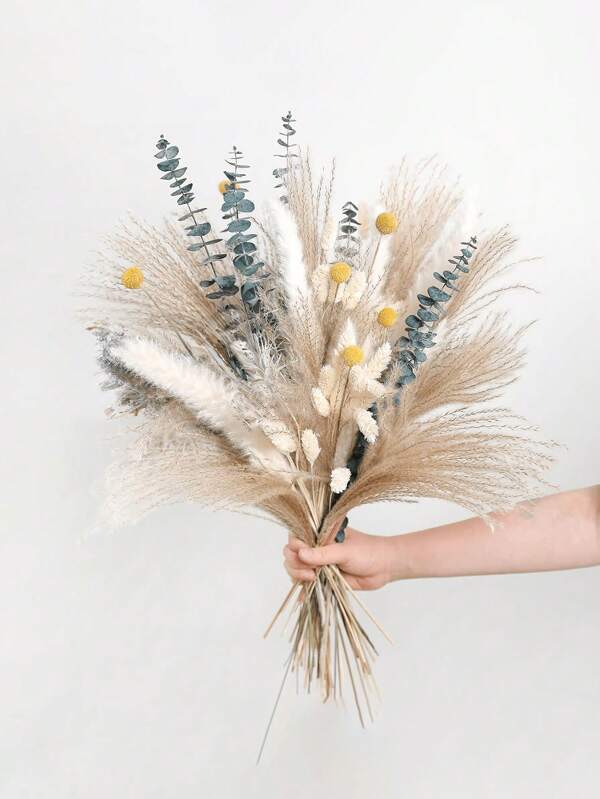 15/82pcs Pampas Grass Decoration - Daily Dining Table Decoration - Table Decoration & Dried Flowers Green Pampas Grass Small For The Living Room, Decorative Flowers Artificial & Summer Apartment Decoration In Boho Style, Eucalyptus, Valentine Day, Gift Gifts Birthday Graduation,Fall Decor,Autumn