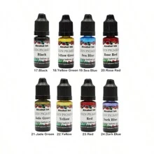 24 Colors 10ml High Concentrated Alcohol-Based Ink, Concentrated Epoxy Resin Paint Colour Dye Great For Resin Petri Dish, Coaster, Painting, Tumbler Cup Making