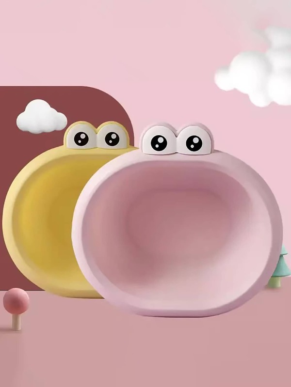 2 piezas de cuenca de lavado de plástico engrosada y linda con ojos grandes, cuenca de lavado de dibujos animados para niños, cuenca de lavado de PP para estudiantes en dormitorios, lavandería