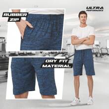 Mens 5 Pack Athletic Running Shorts, Basketball Gym Workout Shorts For Men With Zippered Pockets - 段染灰/藍色/炭灰色,海軍藍,黑色 - 查看 3