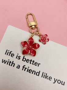 HAILIAN 1pc Metallic Cherry Blossom Shaped Keychain Lightweight & Flowy Cherry Flower With Flat Tag Suitable For Bag Car Keys Couples Birthday Holiday Gifts Valentines