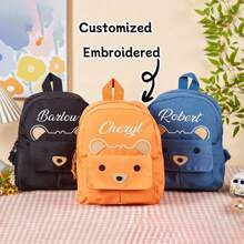 1 chiếc Ba lô vải nhung hoạt hình thêu tùy chỉnh có tên, Túi học sinh phong cách gấu dễ thương, Thiết kế nhẹ, Phù hợp cho bé trai và bé gái, Túi có khóa kéo hoạt hình, Túi đeo vai du lịch và sử dụng hàng ngày, Đa năng cho mùa đông, Mùa thu/Mùa thu, Cho trường học, Cho hoạt động ngoài trời/Dã ngoại/Du lịch/Đi bộ đường dài/Sân vận động/Thể thao/Leo núi - trái cam - Xem 6