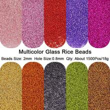 2mm 72g 6000 Pcs Multicolor Glass Seed Millet Beads For DIY Jewelry Making Bracelets Pendants Necklaces Earrings Accessories - Silver Rice Beads In a Jar - View 8