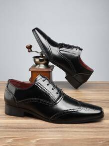 Men'S Sneakers, Business Formal Wear Shoes, Men'S Pointed Korean Style, British Casual Black Wedding Shoes - 黑色 - 查看 3