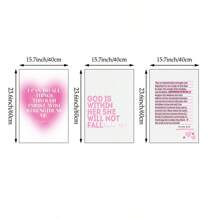 1/3 piezas Imágenes de arte de pared cristiano moderno Impresiones de lienzo con citas bíblicas Póster de citas religiosas de color rosa con estética femenina para decoración de dormitorio, sala de estar o dormitorio universitario Decoración de pared sin marco
