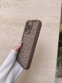 1 carcasă de telefon cu design în formă de inimă, rezistentă la șocuri, culoare maro cafea, pentru cameră, compatibilă cu 11 Pro Max/12 Pro Max/13 Pro Max/14 Pro Max/15 Pro Max/16 Plus/16 Pro Max, Galaxy A55/A15/S24 Ultra, Redmi, OPPO/Realme, VIVO, Infinix, Honor, OnePlus, impermeabilă, anti-cădere, rezistentă la zgârieturi