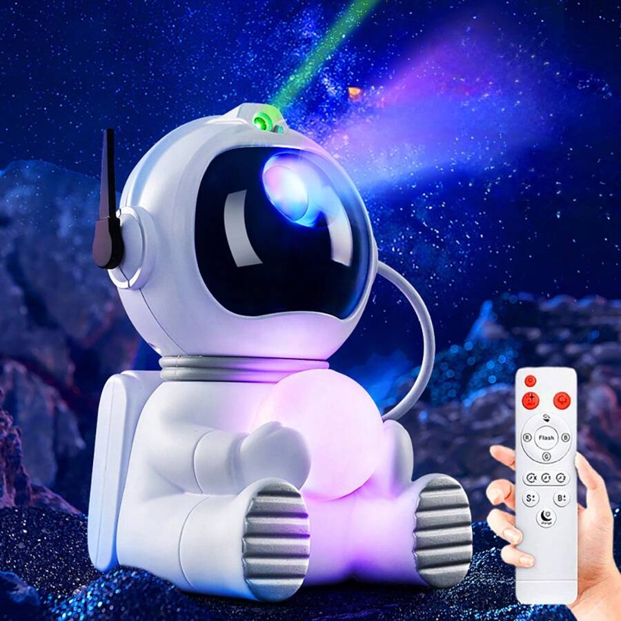 Night Light Projector With Remote Control Astronaut Galaxy Projection Lamp Starry Sky Rocket Nebula Bedroom Christmas Gift - White - View 1