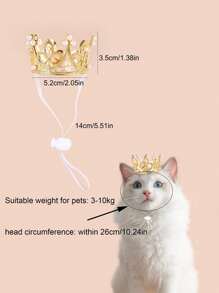 1pc Pet Birthday Crown Hat, Cat Birthday Crown Hat, Dog Birthday Crown Hat, Cat & Dog Pearl Crown Hat
