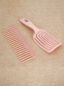2pcs Personalised Custom Comb Set,1 Pc Square Detangling Hair Brush With Handle &1pc Marble Pattern Wide-Tooth Hair CombMulti-Functional,Ornamental,Letter,Solid Color,Exquisite,Stylish,Vintage,Modern,Colorful,Leisure,Basics,Casual,Soft,Unique,Customized,Personalized,Custom,Ideal Gifts For Her,Girlfriend,Her,Boyfriend,Friends,Girly Era - Multicolor - View 5