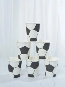 10pcs/25pcs Black Soccer Balls, Golf Balls, Green Soccer Themed Disposable Paper Cups, 9-Ounce/250ml Paper Cups, Disposable Beverage Cups, Disposable Coffee Cups, Beverage Cups, Cold Drink Cups, Hot Drink Cups, Coffee Cups, Meal Cups, Birthday Party Supplies, As Well As Accessories For Birthday Parties, Weddings, Homes, And Offices - Multicolor - View 3