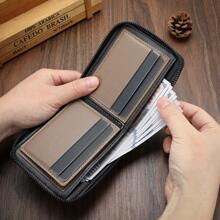 1 件新款时尚男士钱包，复古鳄鱼纹理多功能拉链零钱包，年轻学生百搭多卡位，男士礼物，适合青少年、夏季休闲、户外、运动、度假、旅行、毕业、生日装扮