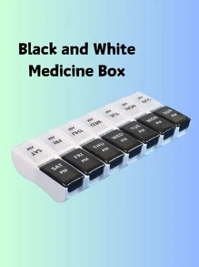 1PC 创新彩虹黑白透明盖子设计大容量7天14隔间AM/PM迷你隔间彩色组合药丸收纳盒，可拆卸每周药丸盒，便携式多色可分离维生素及补品储存盒，每日定时提醒，健康管理助手，家庭必备药盒，便携式个人药盒 - 彩色 - 查看 10