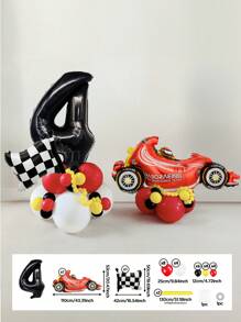 112pcs/Set Racing Theme Party Decoration Balloons, 32 Inch Black Number 0-9 Balloons, Racing/Tire/Black & White Checkered/Flag Balloons, Suitable For Birthday Party Decoration Props, Baby Shower - 彩色 - 查看 31
