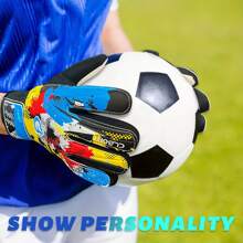 Soccer Goalkeeper Gloves, Graffiti Design Goalkeeper Gloves, Strong Grip Goalkeeper Gloves, Non-Slip Soccer Goalkeeper Gloves