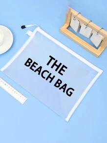 Maestra Beach-Themed Mesh Cosmetic Bag, Holds Lipstick & Makeup Sponge, Portable Transparent Makeup Pouch, Toiletry Bag, Travel Organizer - Multicolor - View 8