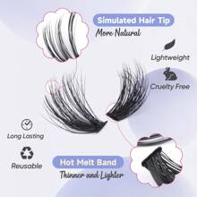 MEM 280pcs 60D+80D False Eyelash Clusters, DIY Mink Fur Lashes - Premium D-Curl Voluminous Natural Look Individual Lashes, Suitable For DIY Lash Extension - Reusable, Lightweight And Easy To Apply - D - 查看 5
