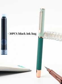 [Customized] Engraved On The Pen Shaft / Provide 1pc Elegant, Fashion, Beautiful Custom Ink Refillable Fountain Pen With 0.28mm Fine Nib / Smooth Writing, Comes With 30pcs Ink Cartridges 3.4mm In Diameter, Thoughtful Daily Writing/Calligraphy Pen, Personalized Gift For Valentine's Day, Christmas, Father's Day, Teacher's Day, Thanksgiving Back To School
