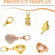 2/6pcs Magnetic Clasps For Jewelry Locking Rose Heart Magnetic Jewelry Clasp Lobster Clasp Self-Aligning Magnetic Rhinestone Clasps Magnetic Necklace Clasp For DIY Necklace Bracelets Jewelry Craft Making