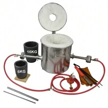 Kit forno di fusione per metalli da 16 kg 2642 ° F/1450 ° C Forge doppio bruciatore 100000 BTU Forno per fonderia domestico Strumento di fusione adatto per fusione di rottami metallici e fusione di metalli preziosi