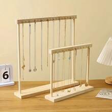 1pc Wooden Necklace Display Stand, Large Size Sweater Necklace Holder, Jewelry Bracelet Earring Display Rack For Tabletop Accessories Storage, Ideal Gift Idea - Log Color - View 2
