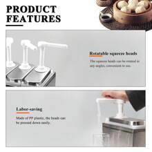 Sauce Dispenser Plastic And Stainless Steel Condiment Pump Station Sauce Dispenser For Kitchen Home 2L  Triple Pump - Multicolor - View 7
