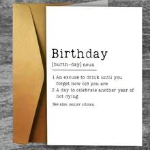 Tarjeta de cumpleaños divertida con definición - Feliz Cumpleaños | Envejecer y borracho | Tarjeta de humor sarcástico para amigos, hermana, hermano