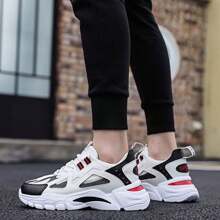 Zapatos deportivos para hombre, zapatos para correr, zapatos transpirables de punto con mosca para hombre, zapatos de malla para papá, zapatos casuales a juego de nuevos colores a la moda - Blanco y Negro - Ver 5