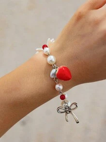 1 Peça Colar de Morango Estilo Doce para Mulheres, Colar Pingente de Contas de Folha de Morango, Adequado para a Maioria das Pessoas Usarem, como Presente para Namoradas, Presentes de Feriado, Dia dos Namorados, Mãe, Dia das Mães, Presente
