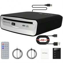 Unrsal CD Player For Car - Portable CD Player With Extra USB Extension Cable Compatible With Car USB Port Laptop TV  Computer Android 4.4 And Above - Black1 - View 1