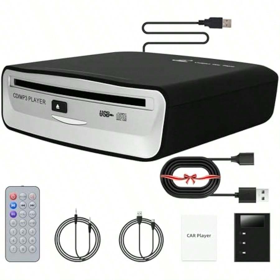 Unrsal CD Player For Car - Portable CD Player With Extra USB Extension Cable Compatible With Car USB Port Laptop TV  Computer Android 4.4 And Above - Black1 - View 1