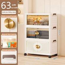 5/4/3/2/1 Layer Foldable Multi-Layer Storage Box, Bedroom Clothes, Double-Door Storage Cabinet, Cream-Colored, For Living Room, Books, Snacks, Folding Cabinet - Color Mixing - View 19